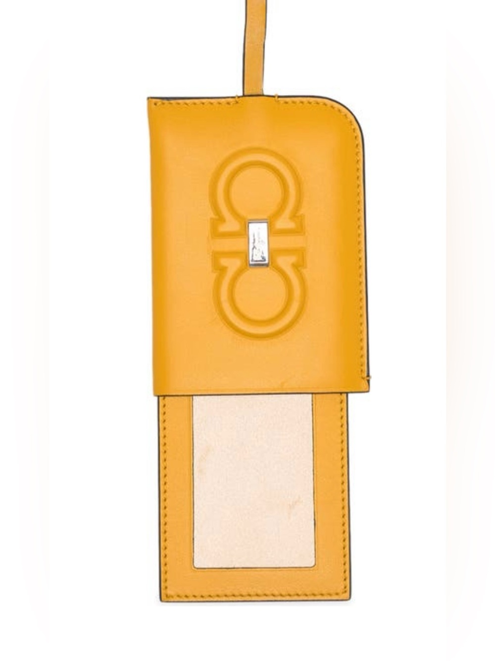 Salvatore Ferragamo Firenze Logo Leather Luggage Tag Card Holder NEW!